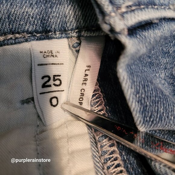 Loft Jeans Sz 0 Crop Flare Mid Rise Fringe Hem Medium Light Wash Stretch Denim - Picture 3 of 11